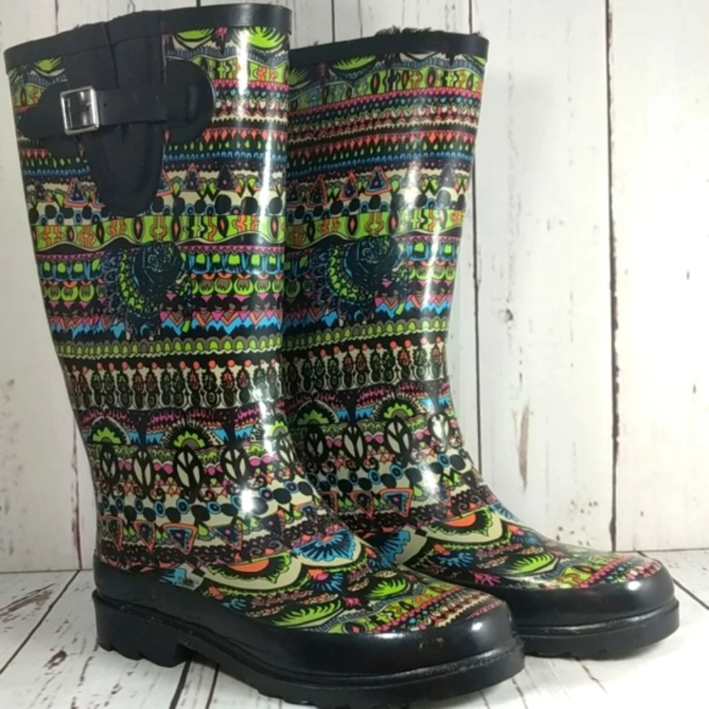 Sakroots Rhythm Neon Elephants and Peace Fur Lined Boots‎ 7